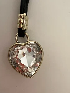Dyrberg Kern Adjustable Crystal Heart Pendant Leather Cord Necklace in Box - Picture 1 of 15