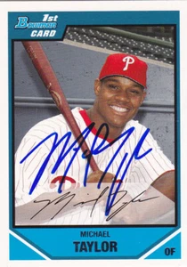 MICHAEL TAYLOR PHILADELPHIA PHILLIES SIGNED CARD CHICAGO WHITE SOX OAKLAND A'S - Picture 1 of 1