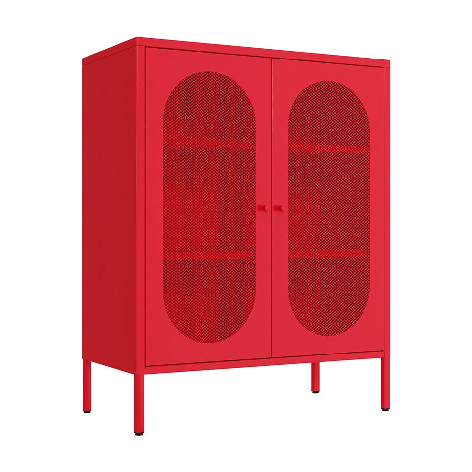 Armario de metal armario de acento con estantes ajustables y 2 puertas de malla Foto 1 de 4