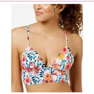 Hula Honey Women's Bikini Push up Top White Floral Medium - Picture 1 of 2