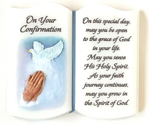 Stoneware Book-Shaped Plaque - "On Your Confirmation .." - HS79542 - Picture 1 of 2