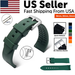 18mm 20mm 22mm Soft Silicone Watch Band Divers Replacement Strap Quick Release
