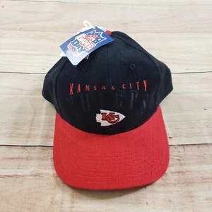 NEW VINTAGE Kansas City Chiefs Hat Cap Mens Strap Back Black Red Football Adult - Picture 1 of 9