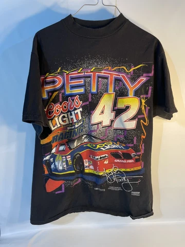Vintage NASCAR Kyle Petty AOP Large Coors Racing Tee Shirt Silver Bullet Tultex Cover