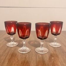 Vintage Set of 4 Cristal D'Arques Durand Red Gothic Cordial Glasses 3.25" France