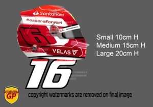 Pegatina de casco Charles Leclerc #16 Ferrari F1 2022 - Scuderia GP - Imagen 1 de 3