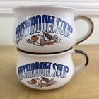 Vintage Ceramic Soup Bowls X2 Mugs Recipe Mushroom Consomme Country Kitchen