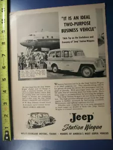 1949 Willys JEEP Station Wagon mid-size-mag auto/camion pubblicità- TWA Chicago aeroporto - Foto 1 di 1