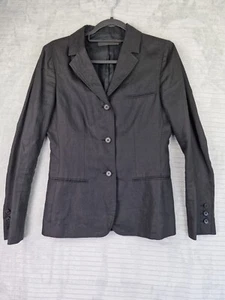 Calvin Klein Womens Size UK 12 Black 100% Linen Blazer Jacket Made In Italy - Picture 1 of 19