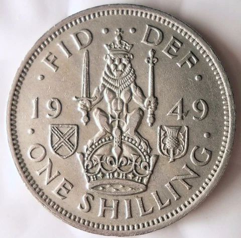 1949 GREAT BRITAIN SHILLING - Scottish Crest - FREE SHIP - Shilling Bin A Cover