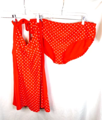 Купальник женский базовый выпуск красный с белыми точками 2 предмета размер 20 - Изображение 1 из 4