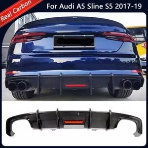 For Audi A5 Sline S5 2017-19 Real Carbon Fiber Rear Bumper Diffuser Lip Spoiler - Picture 1 of 12