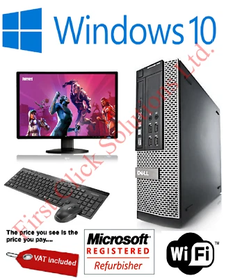 FAST GAMING DELL BUNDLE TOWER PC FULL SET COMPUTER SYSTEM INTEL i5 8GB 1TB GT710 - Image 1 of 4