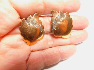 Ohrclips Kupfer dreifach überlappend Blatt Vintage - Bild 1 von 5