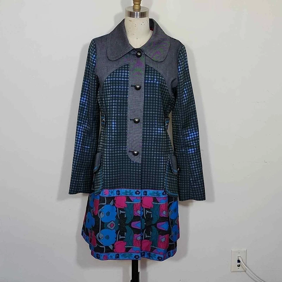 Chaqueta Blazer Custo Barcelona Retro Colorblock Abotonada Longitud Media Talla 38=S Foto 1 de 4