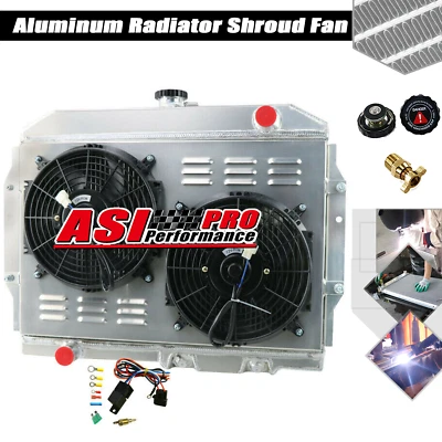4-Row Aluminum Radiator Shroud Fan Fits AMC AMX 58-74 Javelin Marlin SST V8 NEW Foto 1 de 4