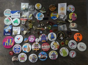 Job Lot Collection Approx 80 Pin Badges Buttons Various Themes (L50B) - Picture 1 of 12