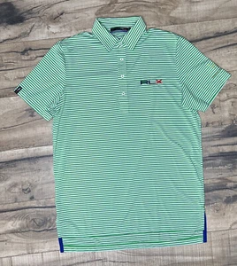 Camisa Polo RLX Ralph Lauren Mediana Verde Blanca Rayas Manga Corta Rendimiento. - Imagen 1 de 11