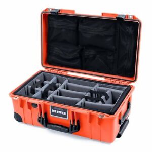 Orange & Black Pelican 1535 Air case with lid organizer & grey CVPKG dividers. 