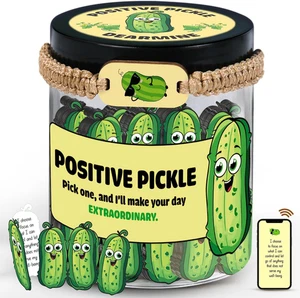 60 Positive Pickle Karten Glas, Strumpf Stuffers, Xmas Weihnachten weiß Elefant G - Bild 1 von 12