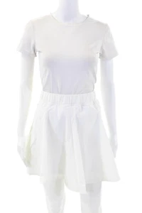 Year Of Ours Pleated Elastic Waist Activewear Mini Skort White Size 2X - Picture 1 of 4