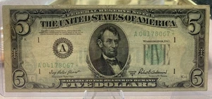 1950 B Series Five Dollar Bill Star Note - Picture 1 of 2