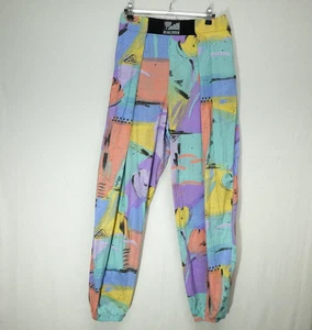 Vintage Pants Free Size Pastel Abstract Jogger 80s 90s Breakdance Le Monde - Picture 1 of 10