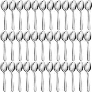 36-Piece Dinner Spoons Set, Funnydin 6.7" Stainless Steel Spoons Silverware, - Picture 1 of 2