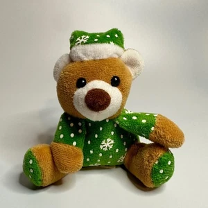 Weihnachtsbär Plüsch grün Strumpf Mütze Mini Stofftier 5 Zoll - Bild 1 von 6