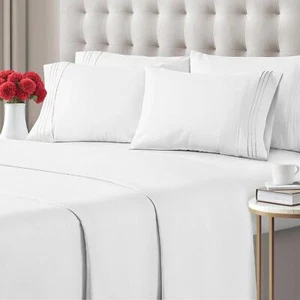 CGK Linens 6 Piece Solid Deep Pockets Microfiber, Easy-Fit Bed Sheet Set - Picture 1 of 396