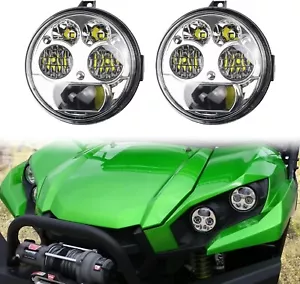 Par de faros LED cromados de 4 pulgadas compatibles con Kawasaki Brute Force 750/Teryx - Imagen 1 de 9