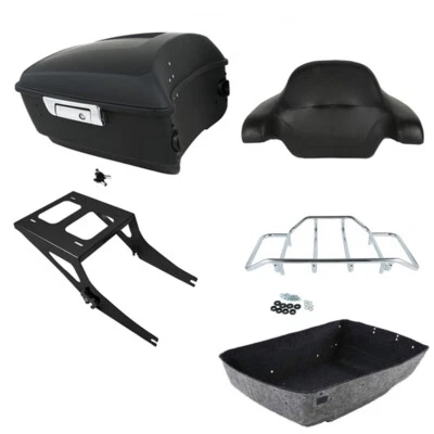 Matte King Trunk Backrest Mount Rack Fit For Harley Fat Boy 08-17 - Image 1 of 4