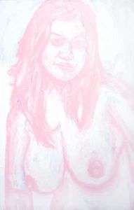 ORIGINALE Rosa Nudo Studio QUADRO ACRILICO GUSTOSO CORPO ASIATICO POSITIVO - Foto 1 di 1