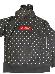 Felpa Comme des Garcons CAMICIAxSupreme PolkA DOT Navy con cappuccio taglia small SCOLORAZIONE - Foto 1 di 10
