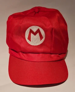 Super Mario Bros Costume "Mario" Hat Newsboy Cap Adult Elastic Fit - Picture 1 of 3