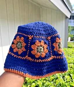 2024 early autumn colour handmade knitted unisex bucket hat - reversible - Picture 1 of 3