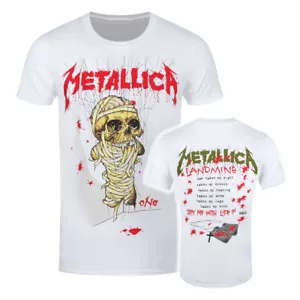 Nueva Camiseta Blanca Metallica Official One Landmine Rock Band - Imagen 1 de 5
