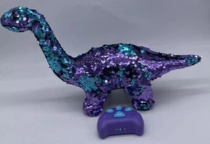 RC Dinosaur - Purple & Blue Reversible Sequins Walking Dinosaur With Remote EUC - Picture 1 of 9