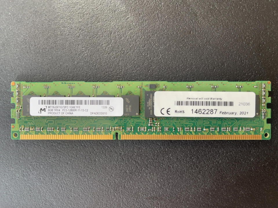 DDR3 1600 PC3-12800 ECC REGISTERER 240-PIN Memory for Servers & WS 8G - Image 1 of 1