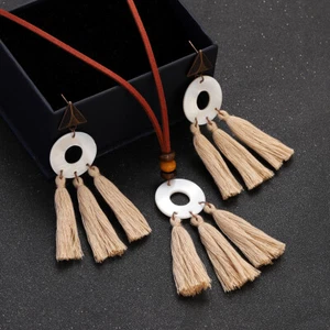 Fashion Natural Stone Jewelry Set for Women Elegant Tassel Earrings Necklace - Picture 1 of 13