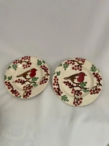2 Emma Bridgewater Christmas Plate 6.5 in Robin Hawthorn Berries EUC Holiday - Picture 1 of 7