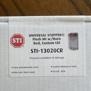 NEW Safety Technology STI-13020CR Universal Stopper Flush Mt Horn Red Custom Lbl - Picture 1 of 3