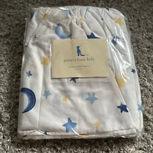 Pottery Barn Kids Moon & Stars Percale Crib Bedskirt 100% Cotton 200TC Dreamy - Picture 1 of 7