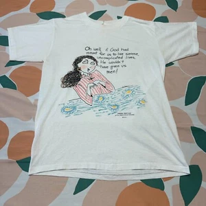 Camisa divertida vintage Shoebox Greetings para mujer mediana blanca comedia dibujos animados - Imagen 1 de 11