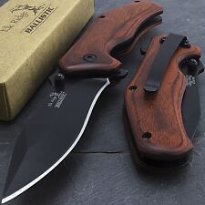 7" Elk Ridge Wood Handle Spring Open Assisted Folding Tactical Pocket Knife Edc