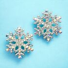 Snowflake Made With Swarovski Crystal Ab Color Winter Snow Earrings Gift Jewelry