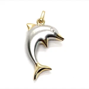 Gold Charm 14K 2 Tone Gold 3.4g Dolphin Pendant (EPJ019755) - Picture 1 of 8