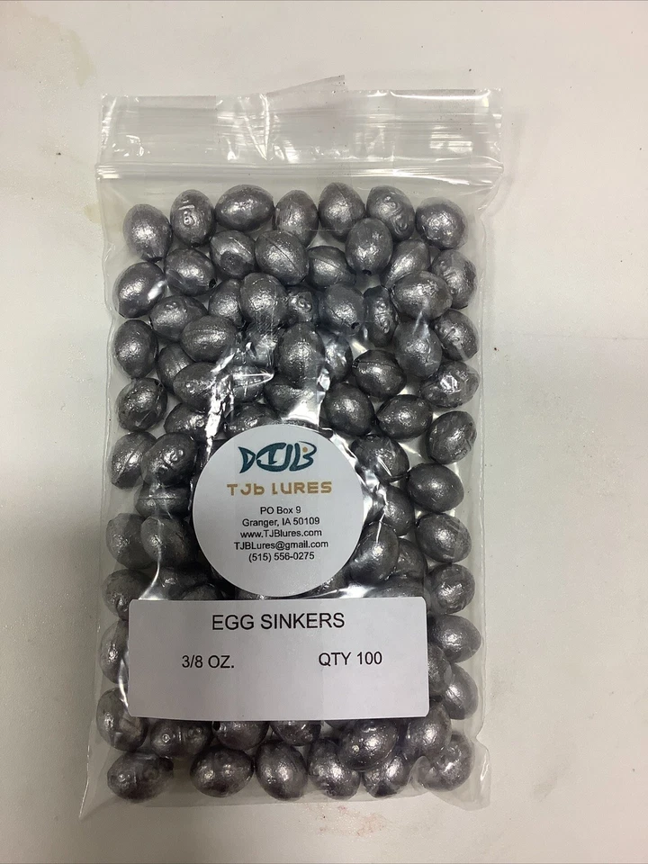 100 CANTIDADES 3/8 OZ PLOMO HUEVOS SINKERS, deslizadores, pesas ENVÍO GRATUITO Foto 1 de 1