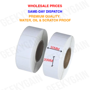 Wholesale 30x20mm 1000 PCS Blank White Thermal Label Roll Self Adhensive Sticker - Picture 1 of 11