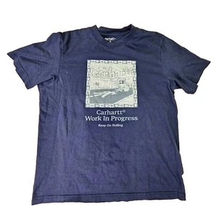 Carhartt Work in Progress Adult Mens T-Shirt Small Blue Keep Rolling WIP O2a - Picture 1 of 7